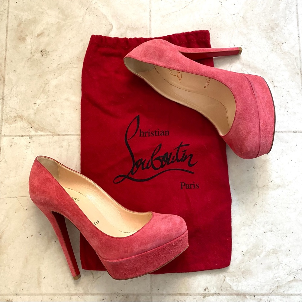 $845 Christian Louboutin Bianca 120 Veau Velours Rose Suede Heels Pumps Size 6